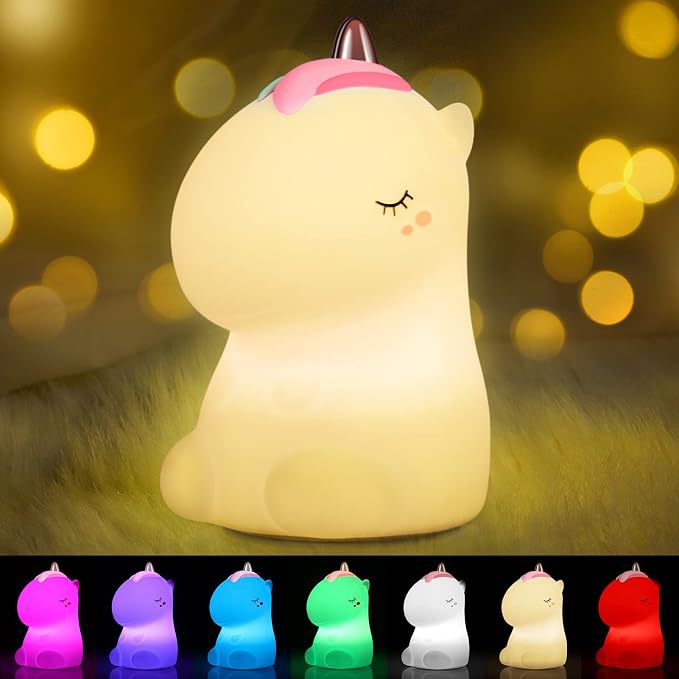 چراغ خواب سیلیکونی طرح اسب تک‌شاخ (یونیکورن) کد 2 | 7 رنگ RGB، لمسی، تایمر 30 دقیقه‌ای و سیلیکون ضد حساسیت